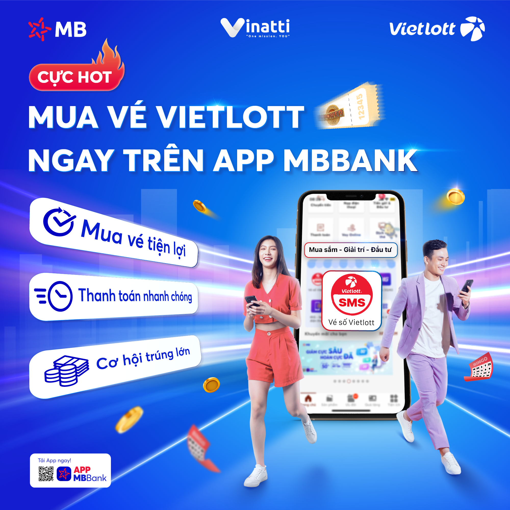 Hình minh họa ưu đãi: Vietlott SMS đã có mặt trên App MBBank