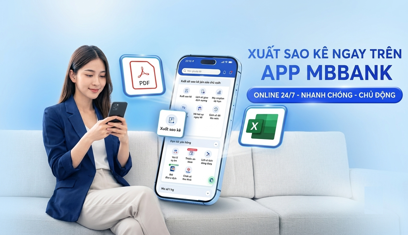 Xuất sao kê ngân hàng online nhanh chóng ngay trên App MBBank