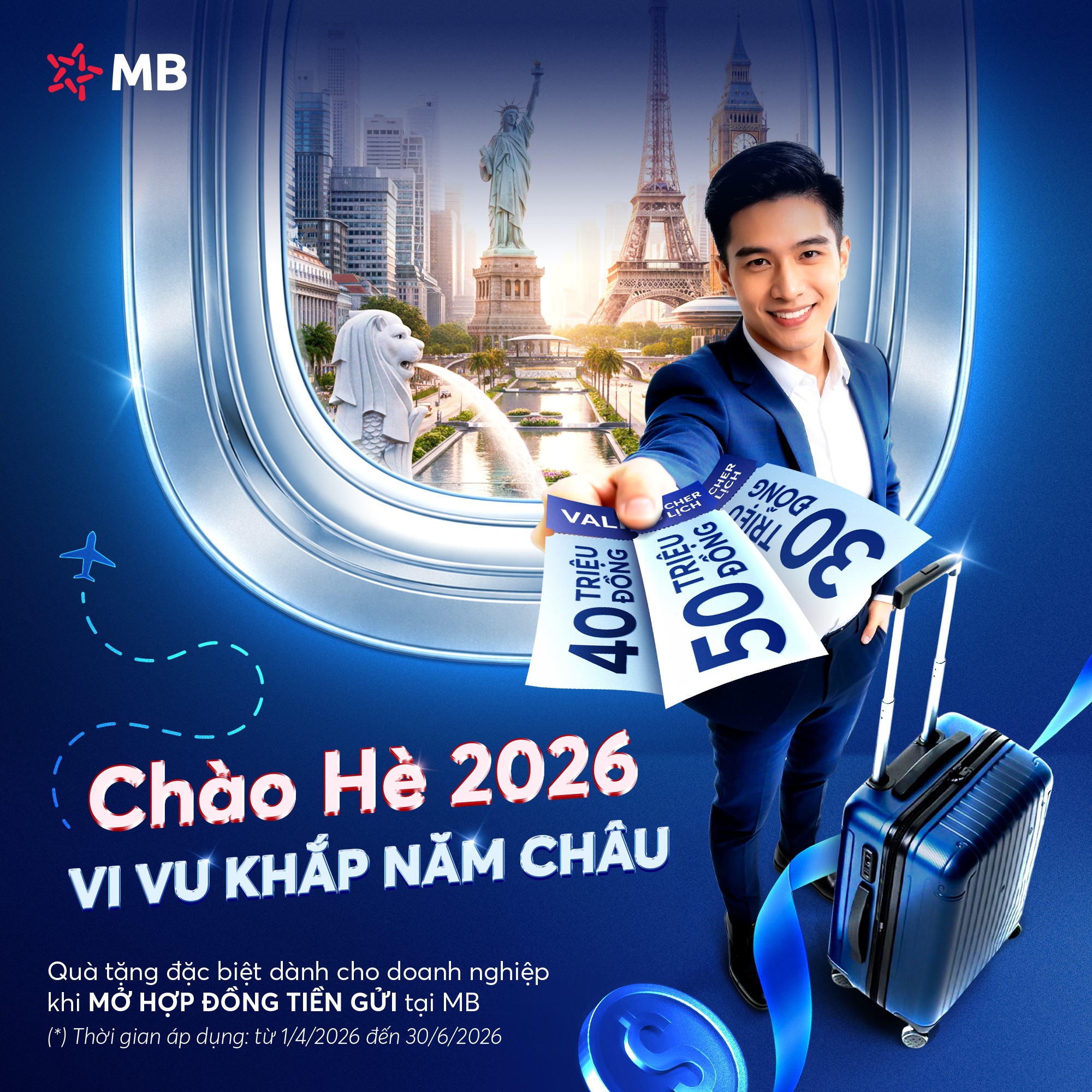 Hình minh họa ưu đãi: Chương trình “chào hè 2026 – vi vu khắp năm châu” dành cho Khách hàng doanh nghiệp